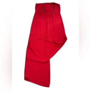 Forever 21 | Strapless Wide Leg Jumpsuit Red Split Legs | Size 0X